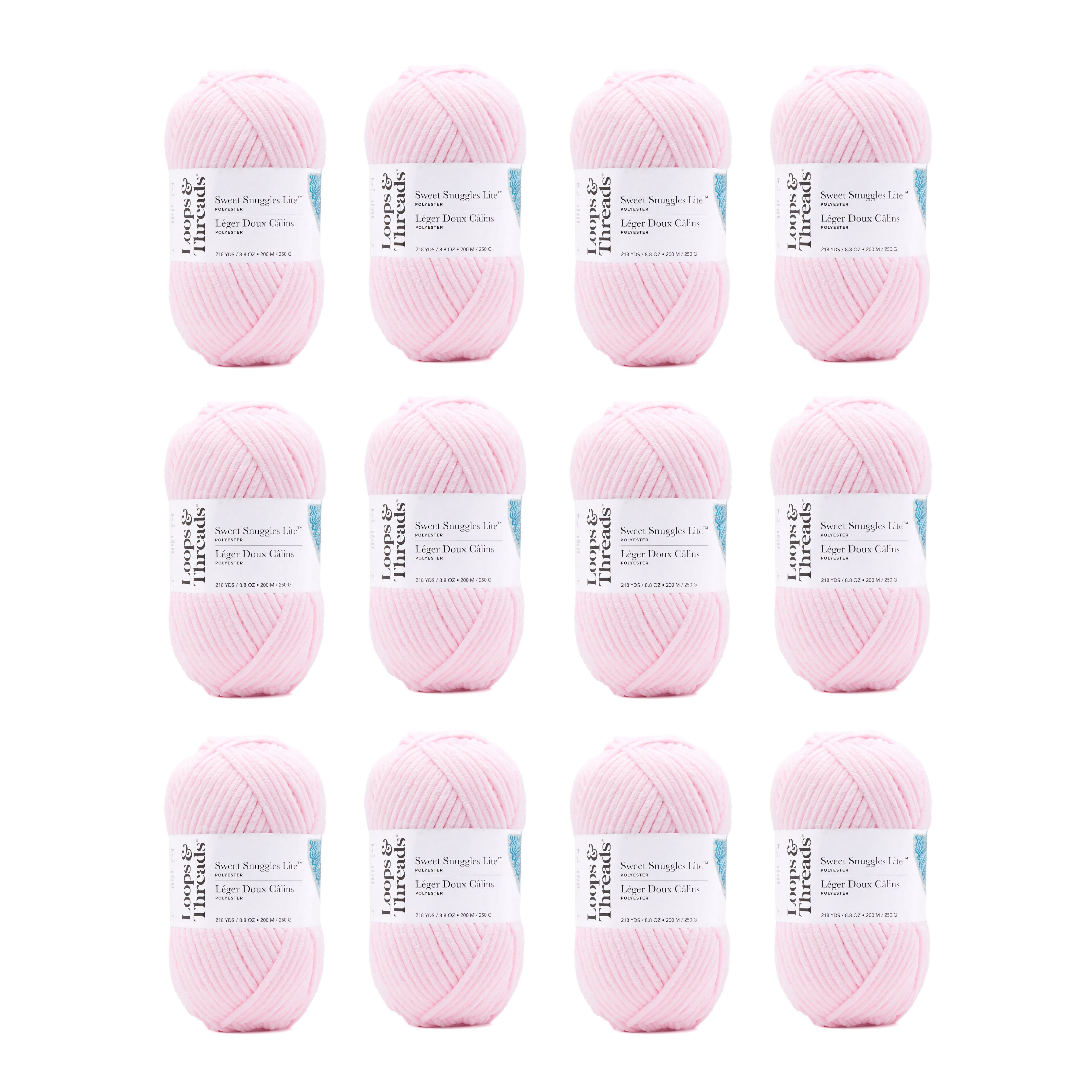 Loops & Threads Bare Pink Sweet Snuggles Lite Yarn - Super Bulky Yarn for Knitting, Crochet, Weaving, Arts & Crafts, 12 Pack