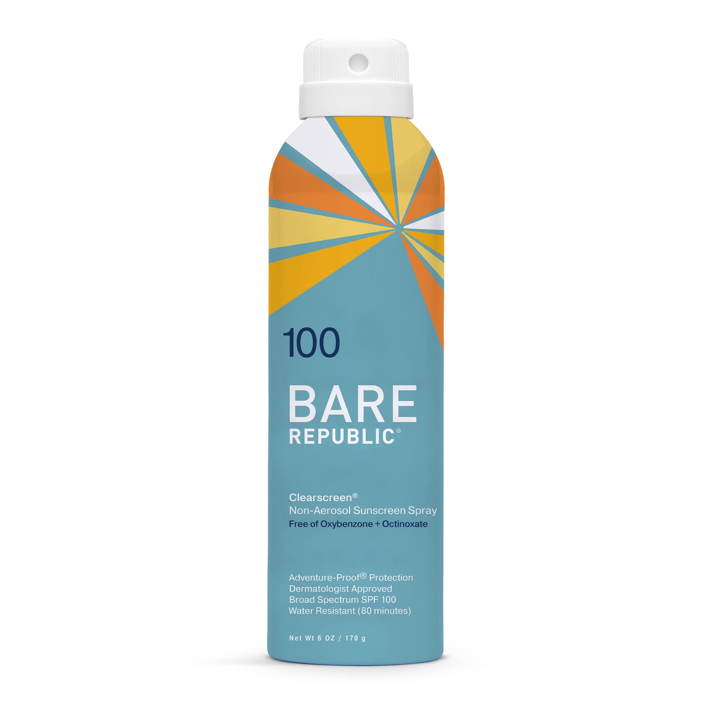 Bare Republic Clearscreen Sunscreen YYF14 SPF 100 Sunblock Spray, Water Resistant with an Invisible Finish, 6 Fl Oz