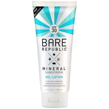 Bare Republic Mineral SPF 30 Sunscreen Body Gel-Lotion, Fragrance Free, 4 fl oz