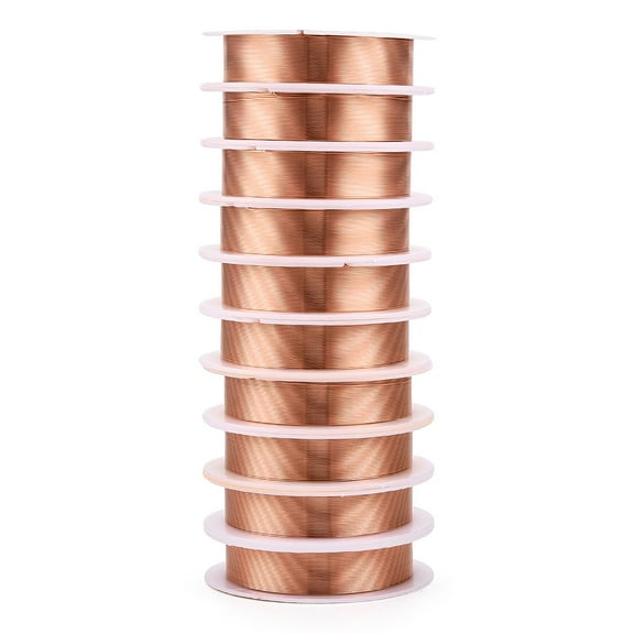 Bare Round Copper Wire Raw Copper Wire Copper Jewelry Craft Wire Chocolate 26 Gauge 0.4mm about 39.37 Feet(12m)/roll 10 rolls/set