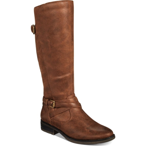 Bare Traps Women's Alysha Faux Leather Wide Calf Riding Boots Brown Size 11M