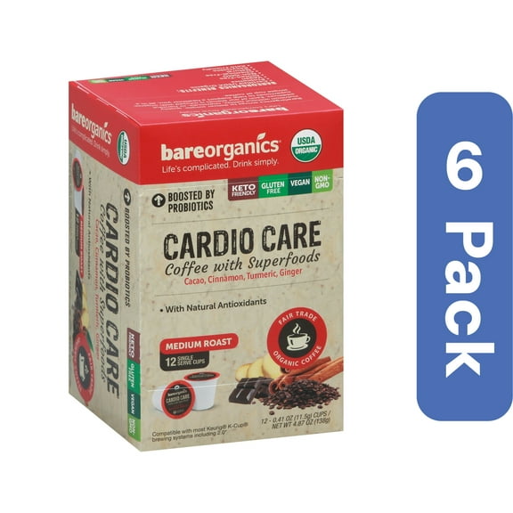 BareOrganics Coffee Cardio Care 10 Pieces 4.05 oz (Pack of 6)