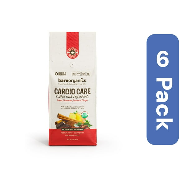 BareOrganics Coffee Ground Cardio 10 oz (Pack of 6)
