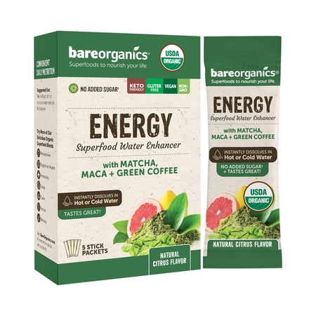 BareOrganics Energy Blend Superfood Water Mix Packets, 5 Ct