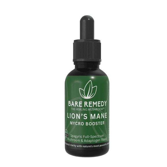 BareRemedy Lion's Mane MyCro Booster - Pure Lion's Mane tincture for cognitive support and nerve health, delivering 292mg of pure, organic Lion's Mane per serving. - Liquid Supplement (1 fl oz)