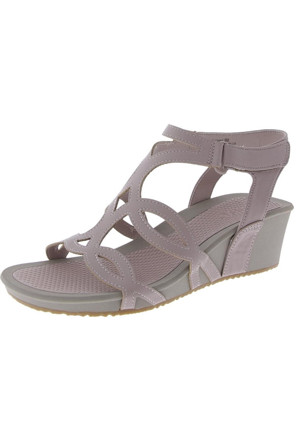 Womens Raeanne Faux Leather Strappy Wedge Sandals