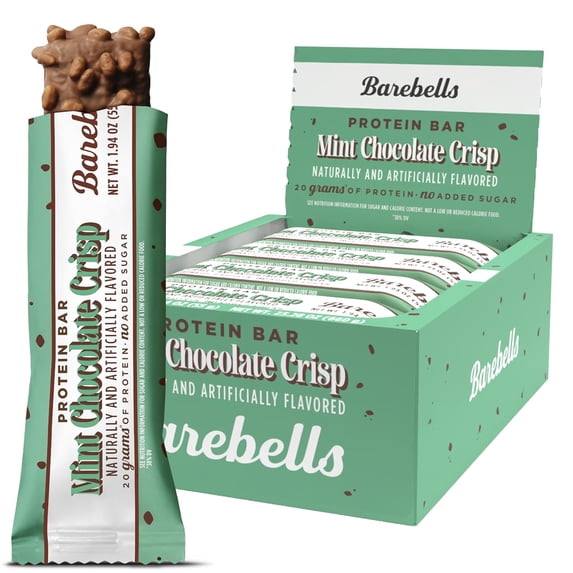 Barebells Mint Chocolate Crisp Protein Bar – 20g Protein – No Added Sugar – 12 x 55g High Protein Snack – Post Workout Snack