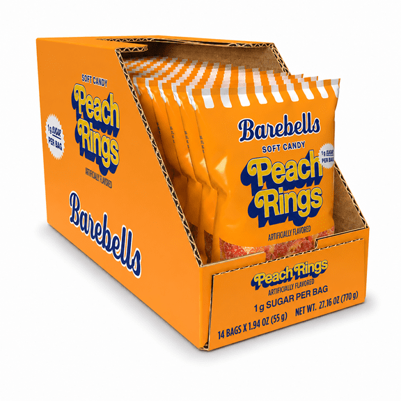 Barebells Peach Rings Gummy Candy, Low Sugar Swedish Candy, 55g