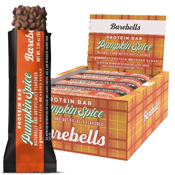 Barebells Protein Bars Pumpkin Spice - 12 Count, 20g High Protein Treats - Chocolate Nutrition Bar with 1g Total Sugars - On-The-Go Breakfast or Post-Workout Snack.