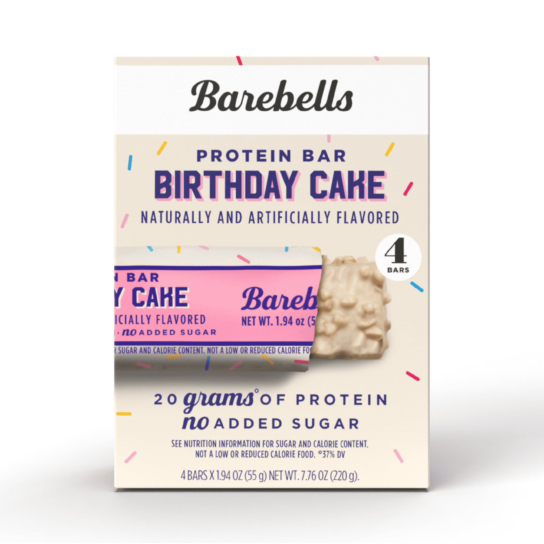 Barebells Protein Bars with 20g High Protein, 1.9oz Bars, Birthday Cake - 4 Count