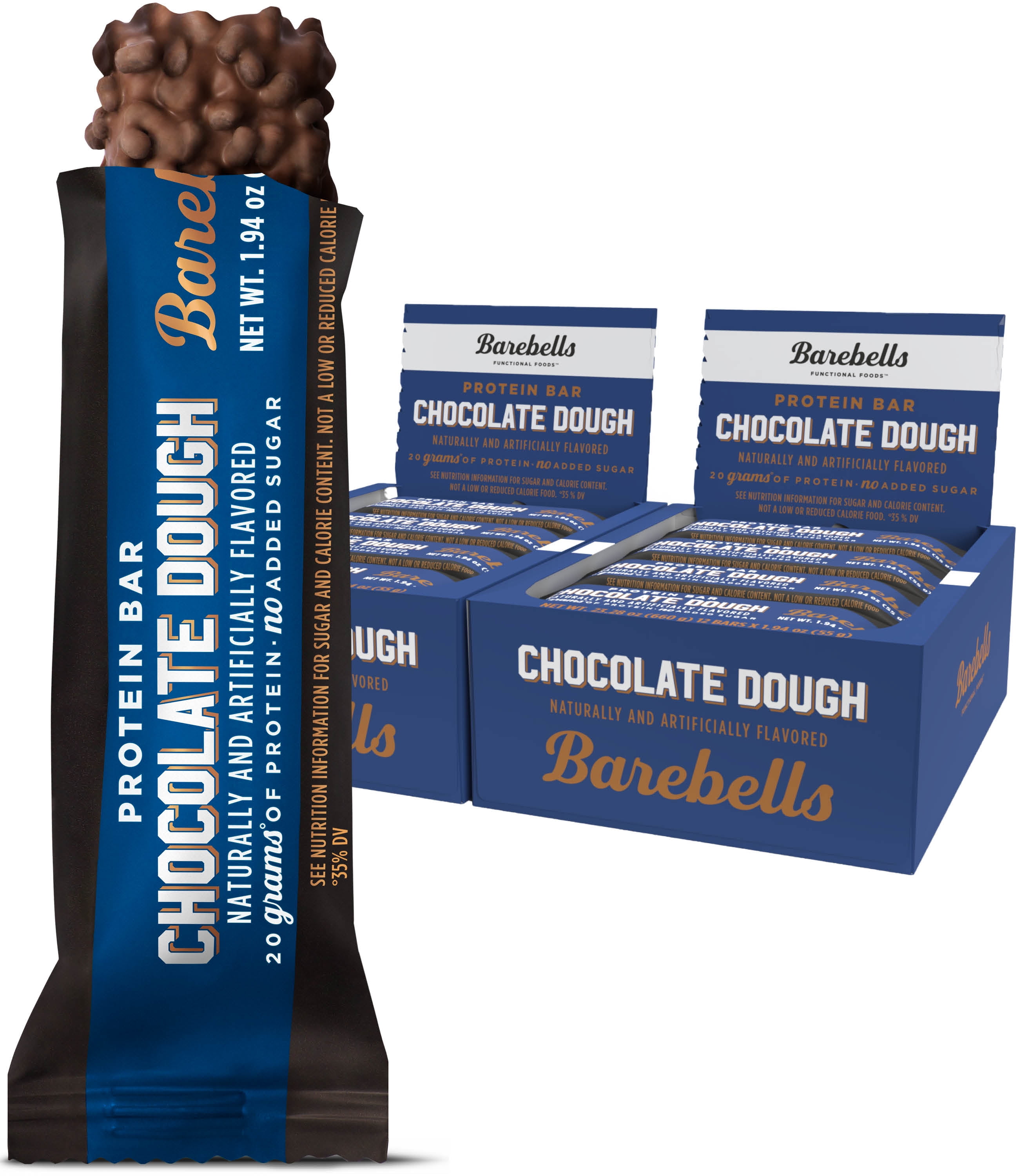 Barebells 24 Count Chocolate Dough Protein Bars, 1.9oz High Protein