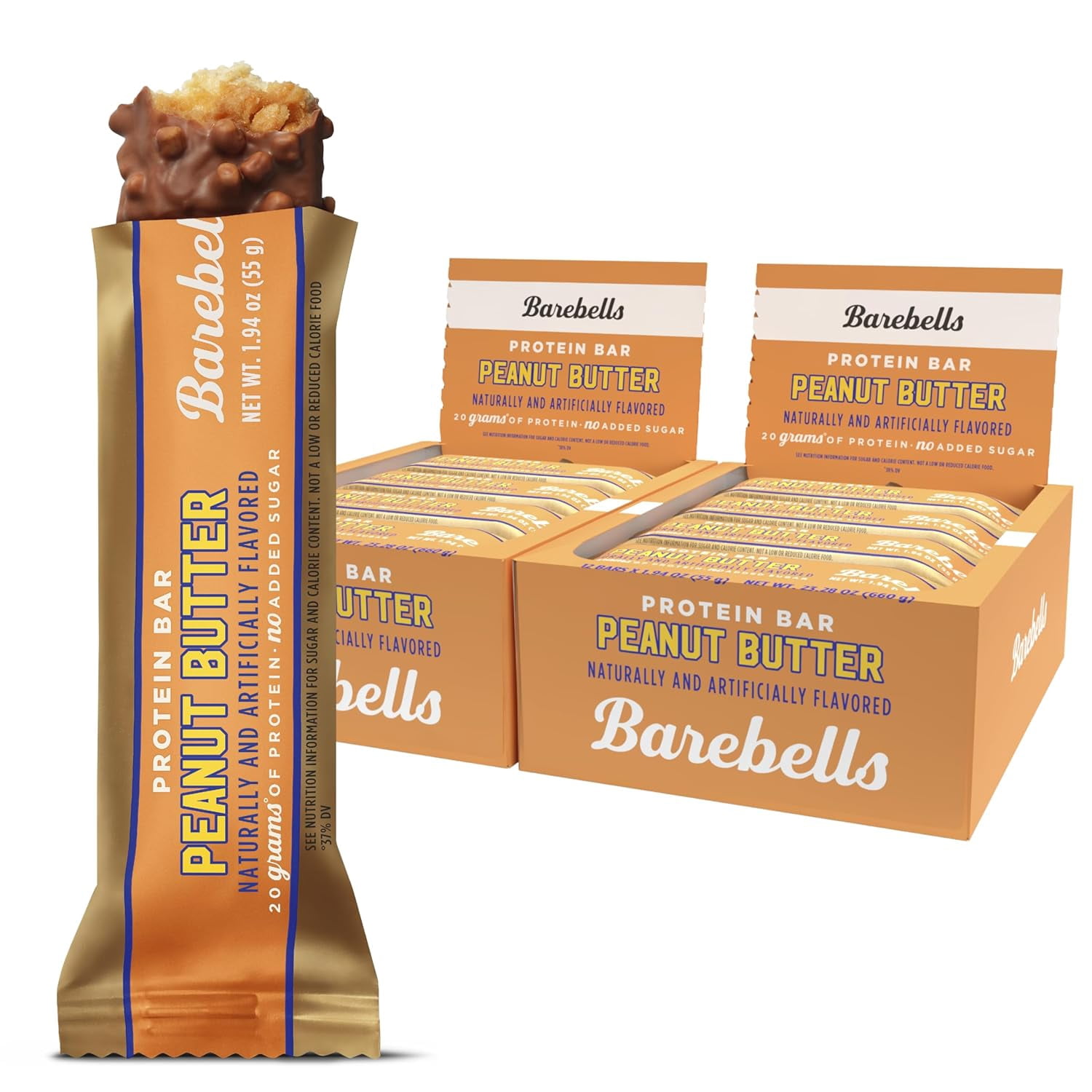 Barebells Protein Bars Peanut Butter - 24 Bars (2 Packs of 12), 20g ...