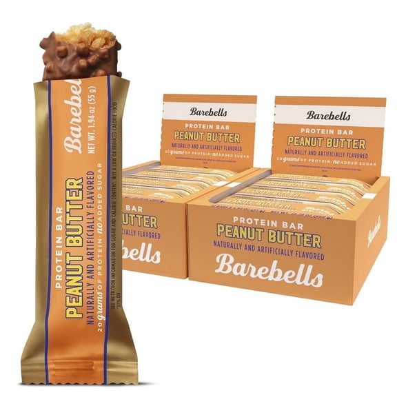 Barebells Protein Bars Peanut Butter - 24 Bars (2 Packs of 12), 20g High Protein Treats - Chocolate Peanut Butter Nutrition Bar with 1g Total Sugars - On-The-Go Breakfast or Post-Workout Snack