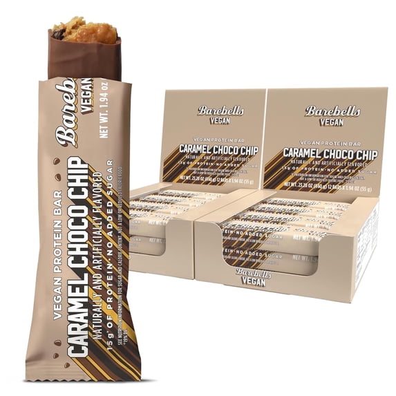 Barebells Protein Bars - Protein Snacks with High Protein - Chocolate Protein Bars - Perfect on The Go Protein Snack & Breakfast Bars (12 Count (Pack of 2), Plant Based - Caramel Choco Chip)