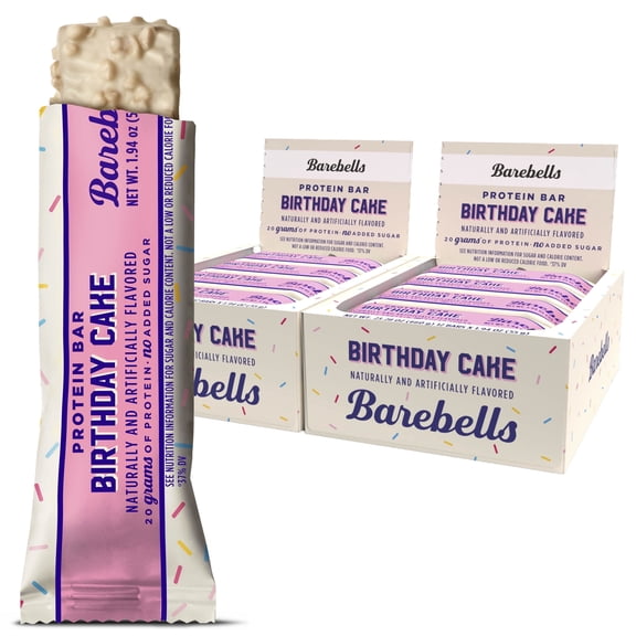 Barebells Protein Bars with 20g High Protein, 1.9oz Bars, Birthday Cake - 24 Count