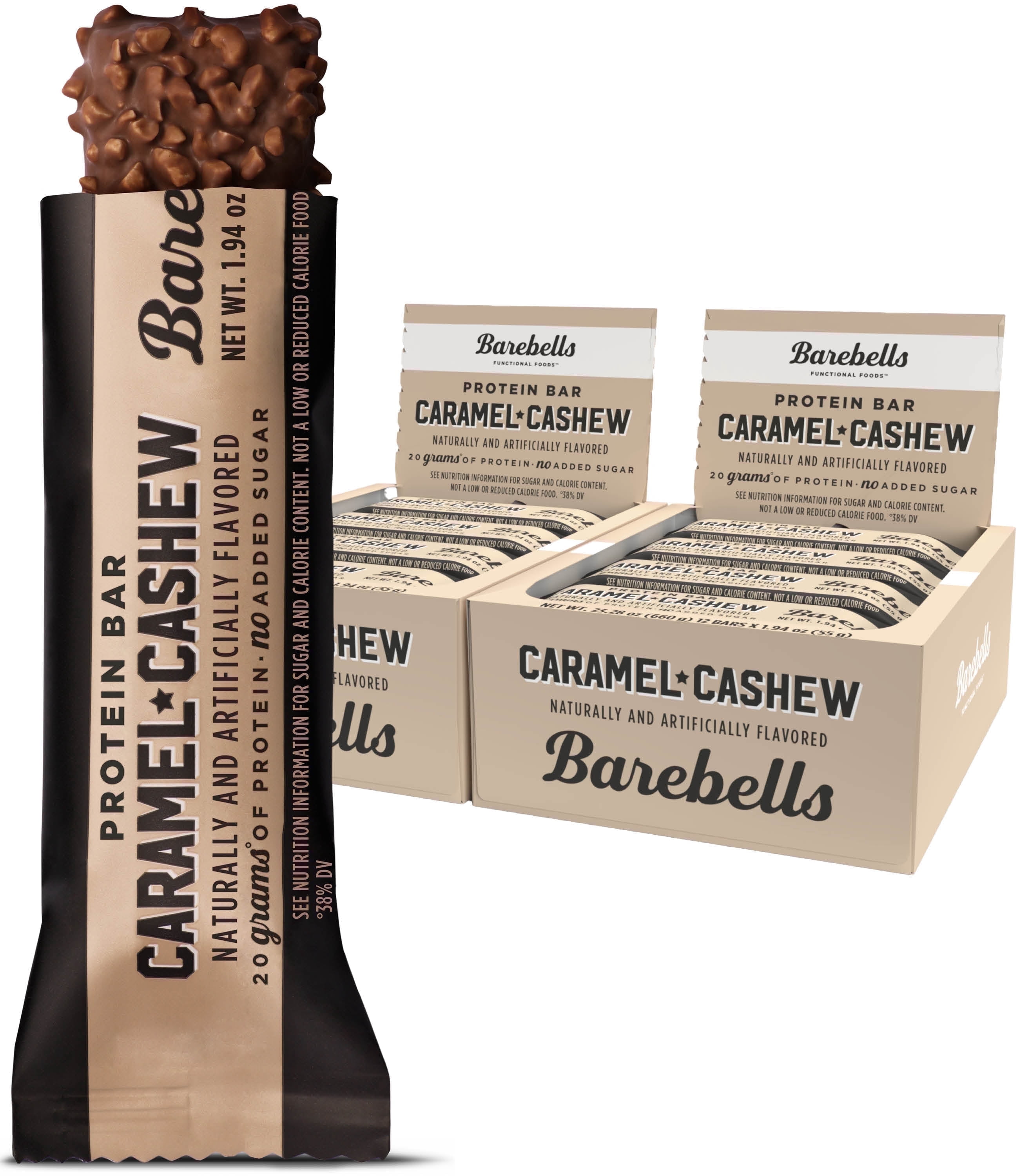 Barebells Protein Bars, Caramel Cashew, 20g High Protein, No Added ...