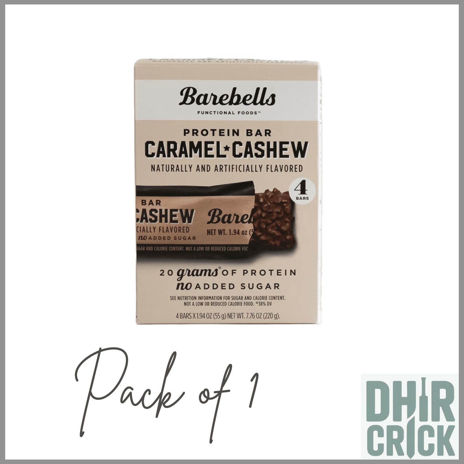 Barebells Protein Bars with 20g High Protein, 1.9oz Bars, Caramel Cashew - 4 Count ( pack of 1 )