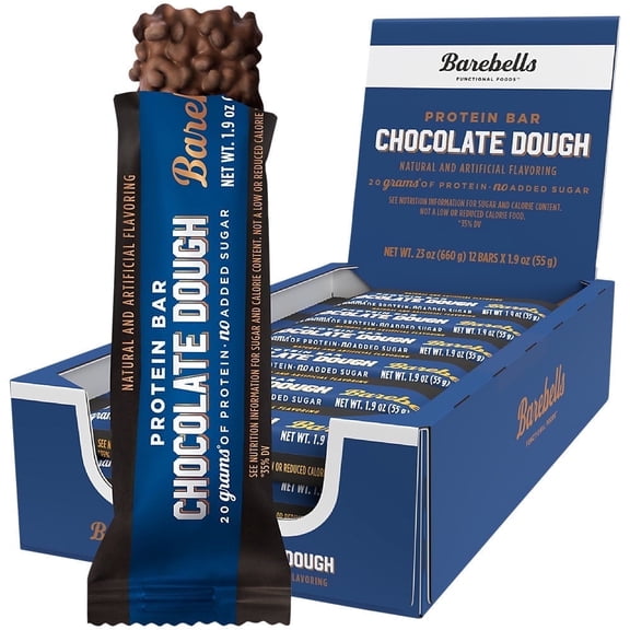 Barebells Protein Bars Chocolate Dough - 12 Count, 1.9oz Bars - Protein Snacks with 20g of High Protein