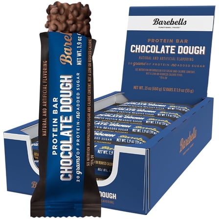 Barebells Protein Bars Chocolate Dough - 12 Count, 1.9oz Bars - Protein Snacks with 20g of High Protein
