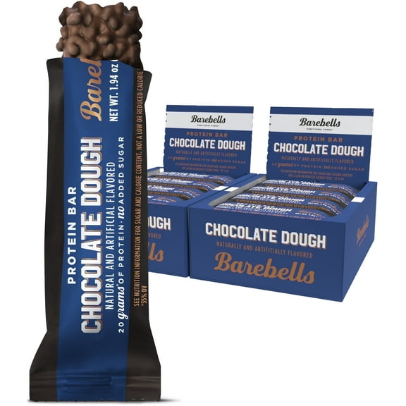 Barebells Protein Bars Brownie Dough - 12 Count, Pack of 2 - Protein Snacks with 20g of High Protein - Low Carb Protein Bar with 1g of Total Sugars - Perfect on The Go Low Carb Snack & Breakfast Bars
