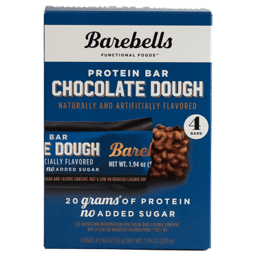Barebells Protein Bars with 20g High Protein, 1.9oz Bars, Chocolate Dough - 4 Count
