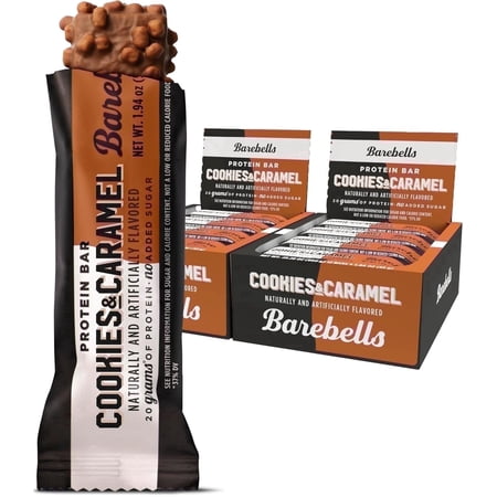 Barebells Protein Bars Cookies and Caramel - 12 Count (Pack of 2), 1.9oz Bars - Nutritional Snacks with 20g of High Protein - Chocolate Treat with 2g of Total Sugars - Breakfast Bars