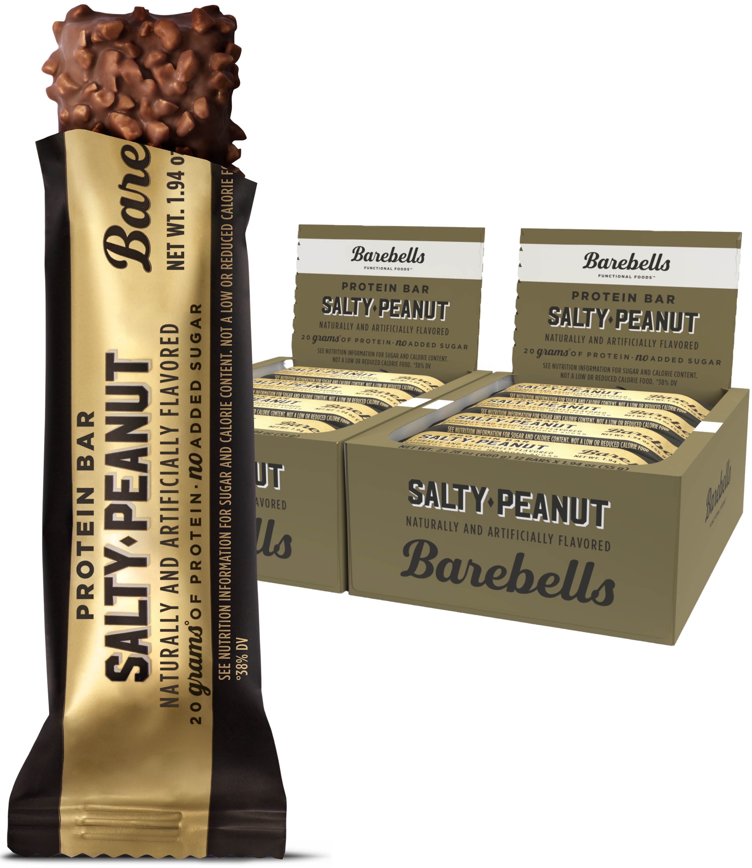 Barebells Protein Bars with 20g High Protein, 1.9oz Bars, Salty Peanut - 24 Count