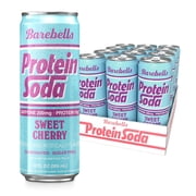 Barebells Protein Soda Sweet Cherry Sugar Free 10g Protein 200mg Caffeine B Vitamins Sparkling Energy Drink Ready to Drink 12 Fl Oz