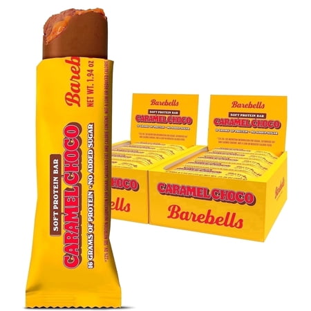 Barebells Soft Protein Bars Caramel Choco – 24 Bars (2 x 12) – 16g Protein, Only 2g Sugar – Fluffy Chocolate-Coated Snack for Breakfast, Post-Workout, or On-the-Go Fuel.