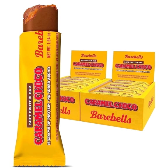 Barebells Soft Protein Bars Caramel Choco – 24 Bars (2 x 12) – 16g Protein, Only 2g Sugar – Fluffy Chocolate-Coated Snack for Breakfast, Post-Workout, or On-the-Go Fuel.
