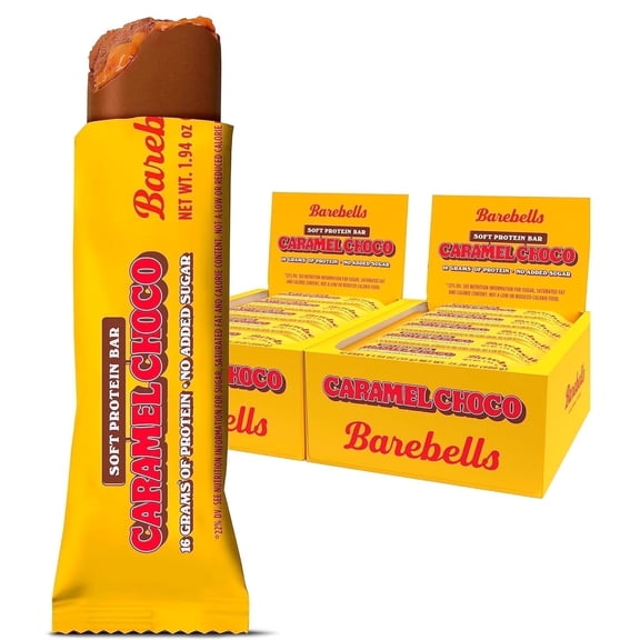 Barebells Soft Protein Bars Caramel Choco 24 Bars (2 x 12) 16g Protein, Only 2g Sugar Fluffy Chocolate-Coated Snack for Breakfast, Post-Workout, or On-the-Go Fuel.