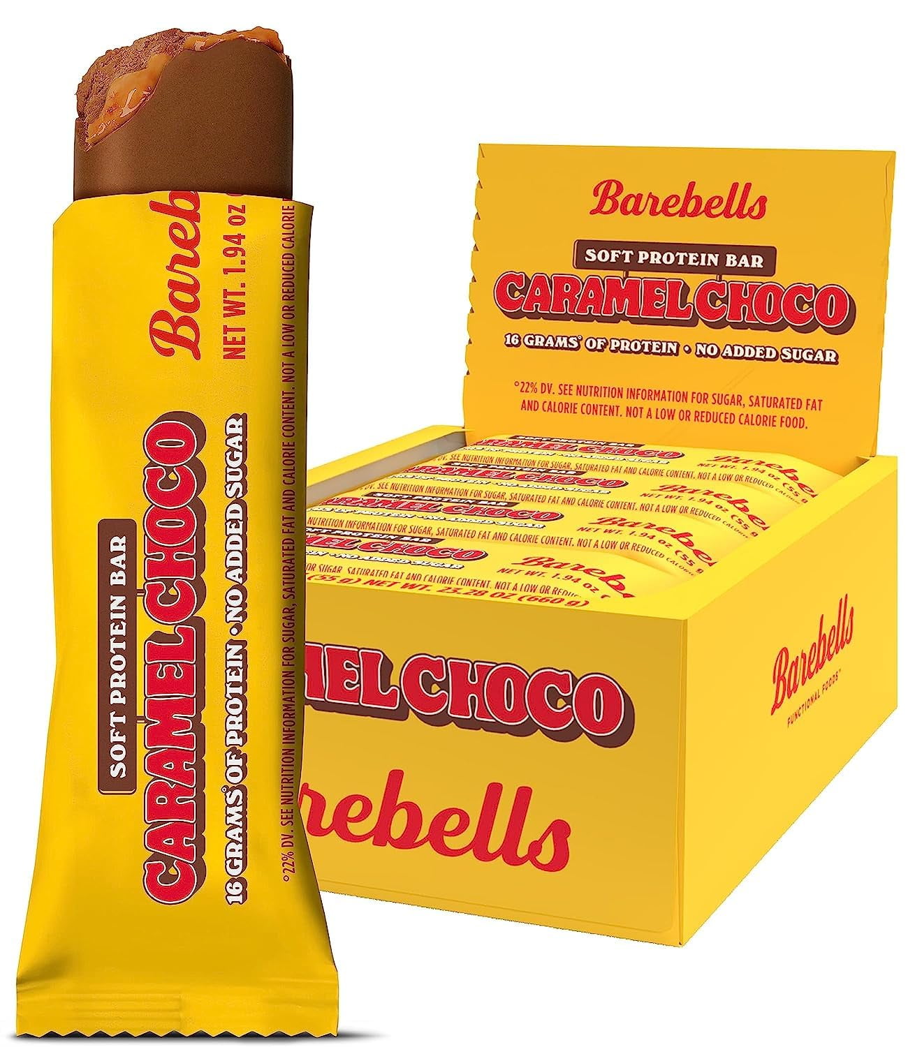 BAREBELLS Soft Bars Caramel Choco, 12 Pack