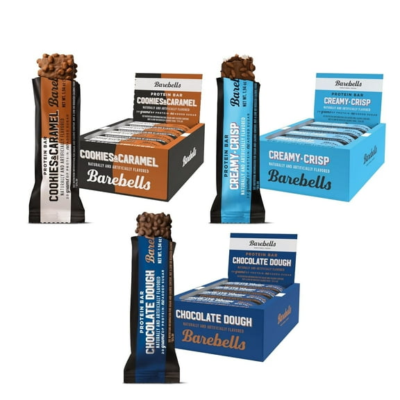 Barebells Starter Pack (3 Mix Pack)  36 Bars, 20g Protein Each, No Added Sugar  High-Protein Snack for On-the-Go, Post-Workout or Breakfast. Includes Cookies, Creamy Crisp & Brownie Dough.