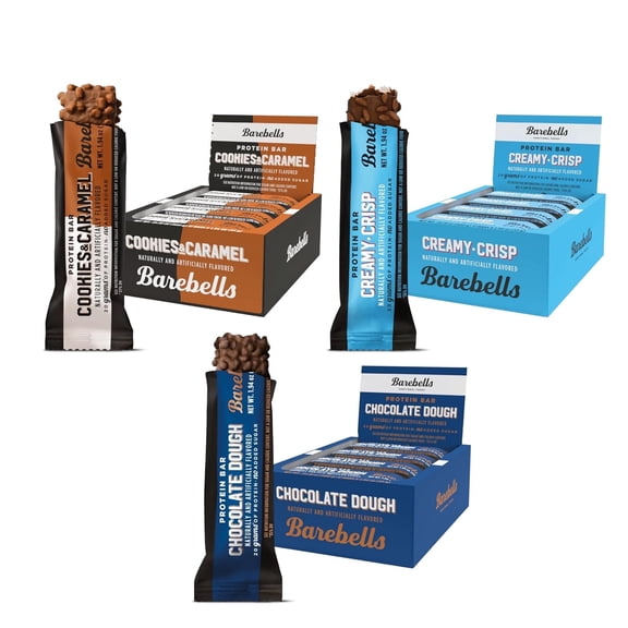 Barebells Starter Pack (3 Mix Pack) – 36 Bars, 20g Protein Each, No Added Sugar – High-Protein Snack for On-the-Go, Post-Workout or Breakfast. Includes Cookies, Creamy Crisp & Brownie Dough.