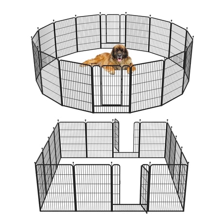 Barebones 16-Panel Portable Dog Playpen, Heavy-Duty Metal Pet Fence with Doors for Indoor and Outdoor Use, 40" High