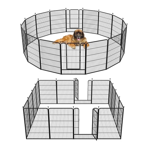 Barebones 16-Panel Portable Dog Playpen, Heavy-Duty Metal Pet Fence with Doors for Indoor and Outdoor Use, 40" High