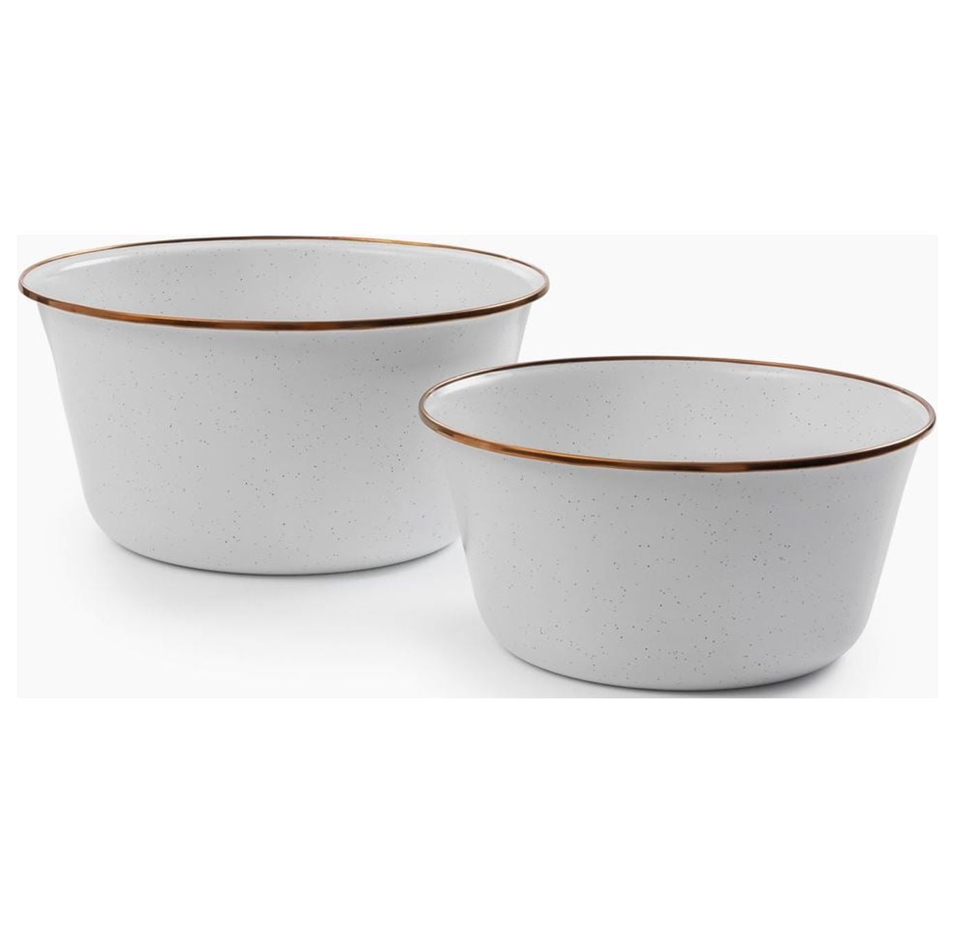 Eggshell Enamel Mixing Bowl Set with Bronze Trim