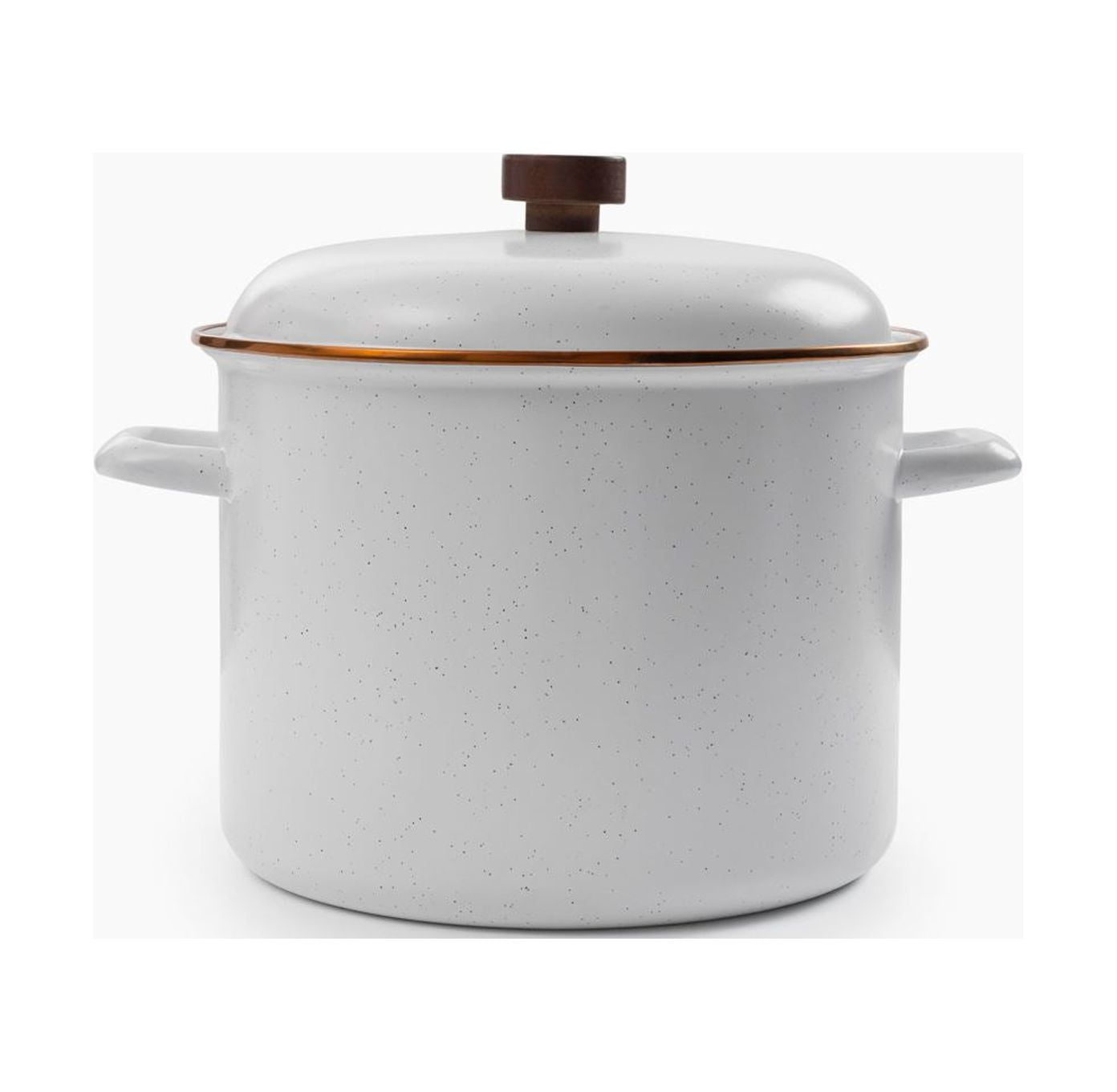 Eggshell Enamel Stock Pot with Bronze Trim, 4-Quart