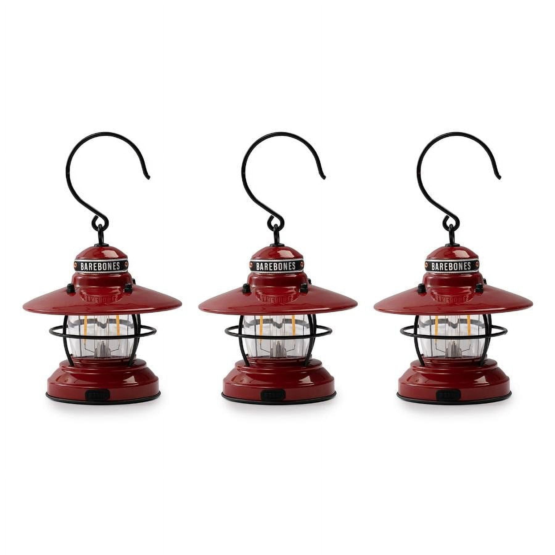 Set of 3 Red Steel Mini Hanging Cage Lanterns