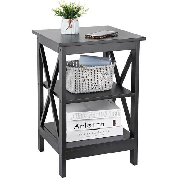 Side Table Rack Set BarefHaven 24 Inch Modern Simple X-Design Side End Table 3-Tier Sofa ...