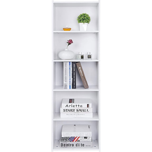 BarefHaven 5 Tier Open Bookshelf, 52 Inch Bookcase Storage Rack for CDs ...