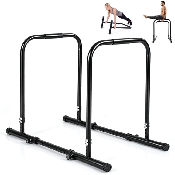 BarefHaven Adjustable Dip Bar, Heavy Duty Parallette Push Up Stand with 660 LBS Capacity, Anti-Slip Foam Grips, Portable Fitness Workout Dip Station for Home Gym, Calisthenics