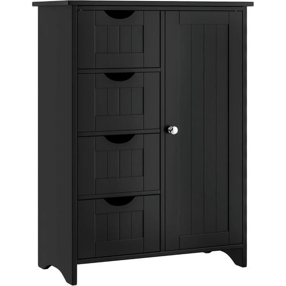 BarefHaven Bathroom Storage Cabinet, Floor Cabinet with 4 Drawers and 1 Adjustable Shelf, Storage Oragnizer for Living Room, Kitchen, Bathroom (Black)