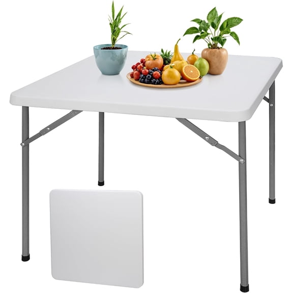 BarefHaven Folding Event Table, Heavy Duty Picnic Table Indoor Outdoor Camping, 3FT Portable w Handle Lock for Banquet, White