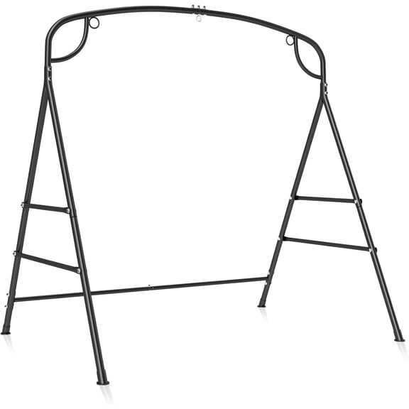 BarefHaven Metal Swing Frame, Porch Swing Stand with Extra Side Bars, 3-Ring Design, Heavy Duty A-Frame Swing Stand Frame Outdoor for Lawn, Garden, Backyard