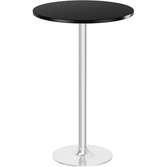 BarefHaven Round Bistro Pub Table Modern Style Metal Base MDF Top Cocktail Bar Table Counter Bar Height for Pub, Dining Room, Party (1, Black-Silver)