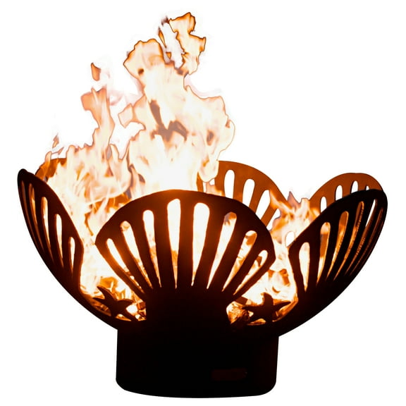 Barefoot Beach Natural Gas Fire Pit Bowl Outdoor Patio Furniture Steel Firepit Iron Oxide Finish Includes Brass Burner Electronic Ignition 50lbs Lava Rock Flex Line Kit Plate and Heat Shield