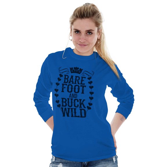 Barefoot Blue Jean Princess Country Women's Long Sleeve T Shirt Brisco Brands L