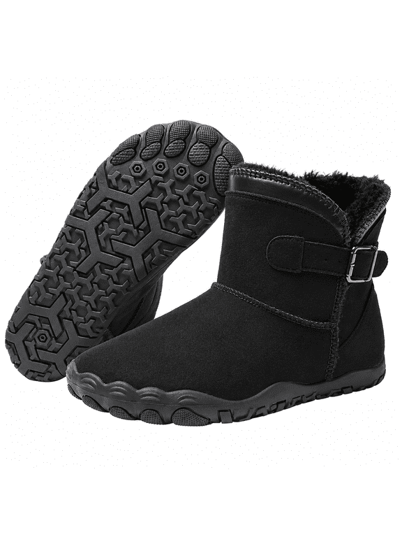Barefoot Boots, Wide Toe Box Zero Drop Snow Boots, Water-Resistant Winter Ankle Booties
