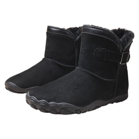 Barefoot Boots Women, Winter Snow Footwear, Wide Toe Box Design, Zero Drop, Fur Lined Ankle Hiking Booties, Lightweight